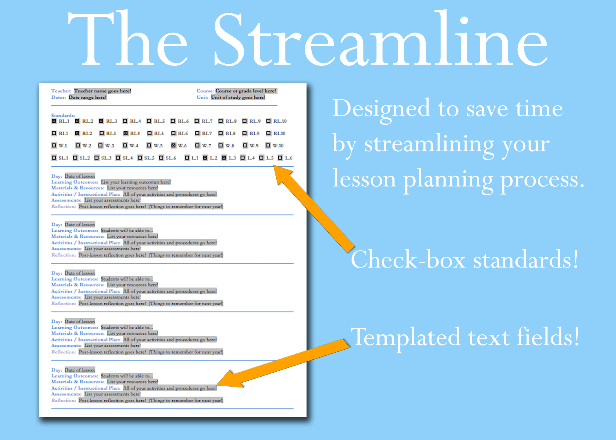 The Streamline Lesson Plan Template
